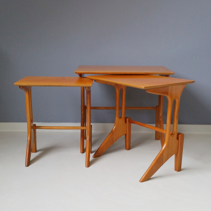 Tables gigognes vintage en bois, 1950