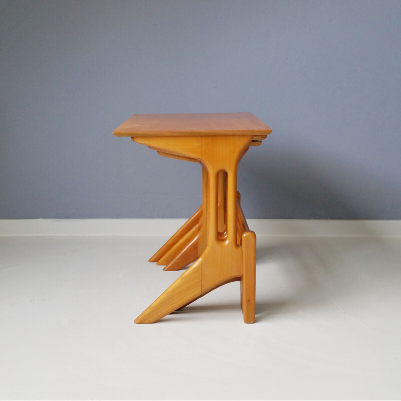 Vintage wooden nesting tables, 1950s