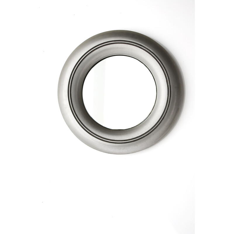 Circular vintage mirror in aluminum by Lorenzo Burchiellaro, 1960