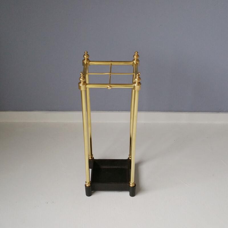 Vintage brass and cast iron umbrella stand, 1960-70s