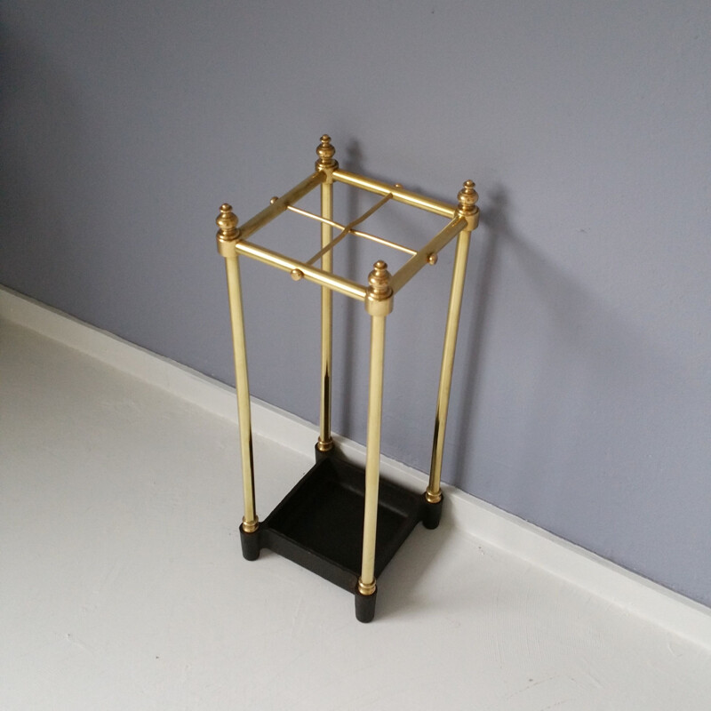 Vintage brass and cast iron umbrella stand, 1960-70s