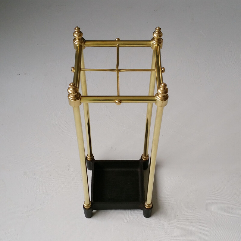 Vintage brass and cast iron umbrella stand, 1960-70s