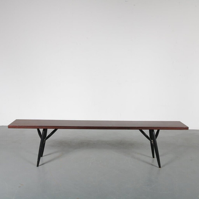 Vintage "Pirkka" bench by Ilmari Tapiovaara for Laukaan Puu, Finland, 1950s