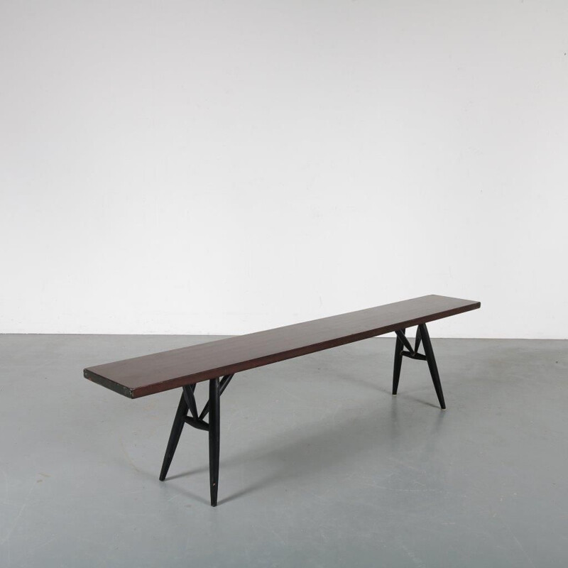 Vintage "Pirkka" bench by Ilmari Tapiovaara for Laukaan Puu, Finland, 1950s