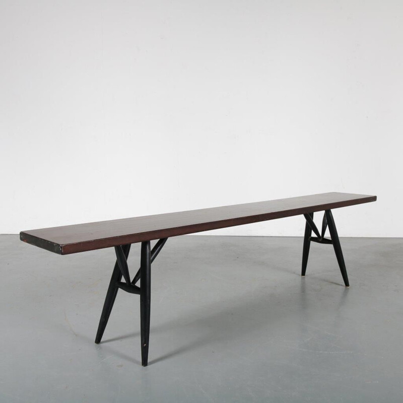 Vintage "Pirkka" bench by Ilmari Tapiovaara for Laukaan Puu, Finland, 1950s