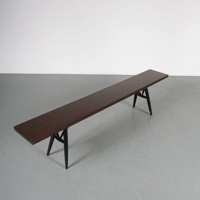 Vintage "Pirkka" bench by Ilmari Tapiovaara for Laukaan Puu, Finland, 1950s