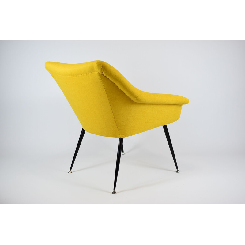 Yellow vintage square shell armchair, 1970