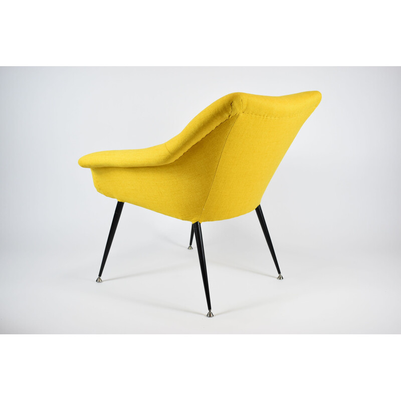 Yellow vintage square shell armchair, 1970