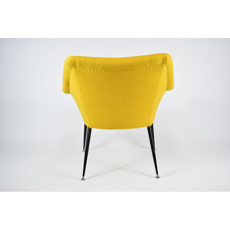 Yellow vintage square shell armchair, 1970
