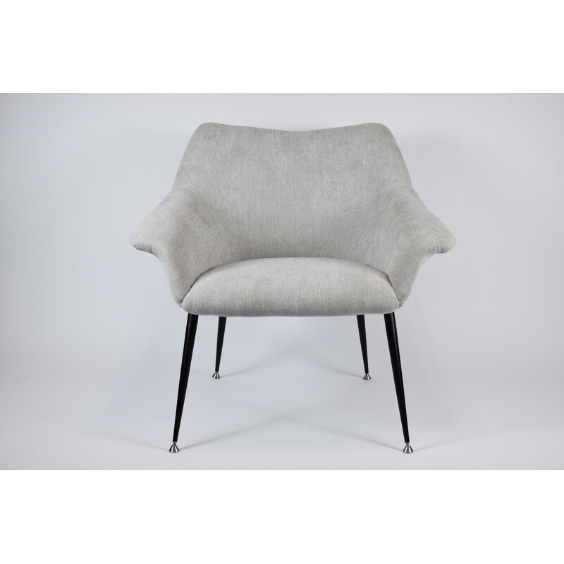 Light grey vintage square shell armchair, 1970s