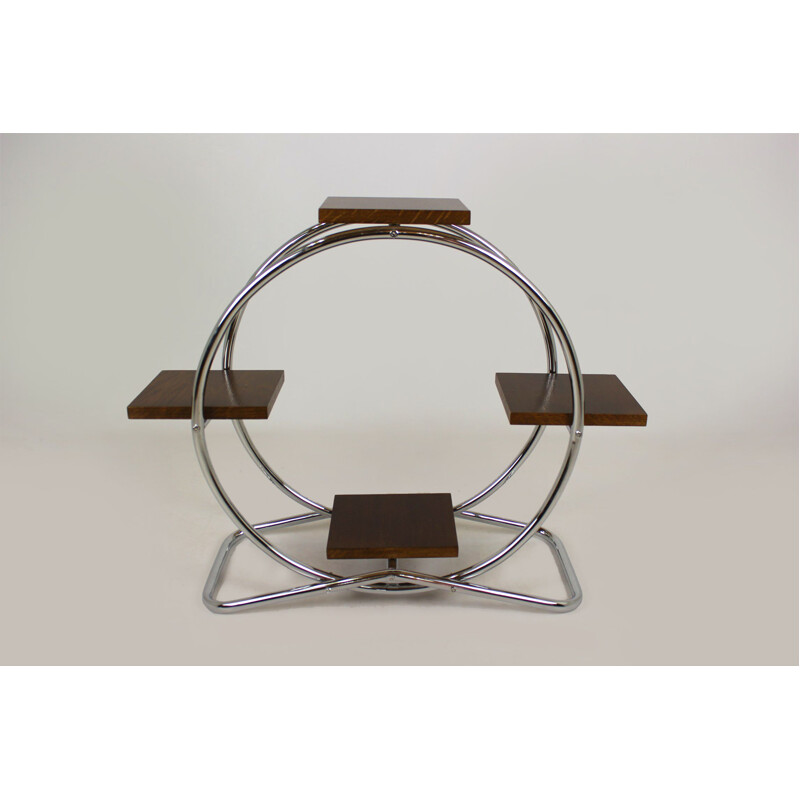 Étagère vintage en acier chromé style Bauhaus, 1930