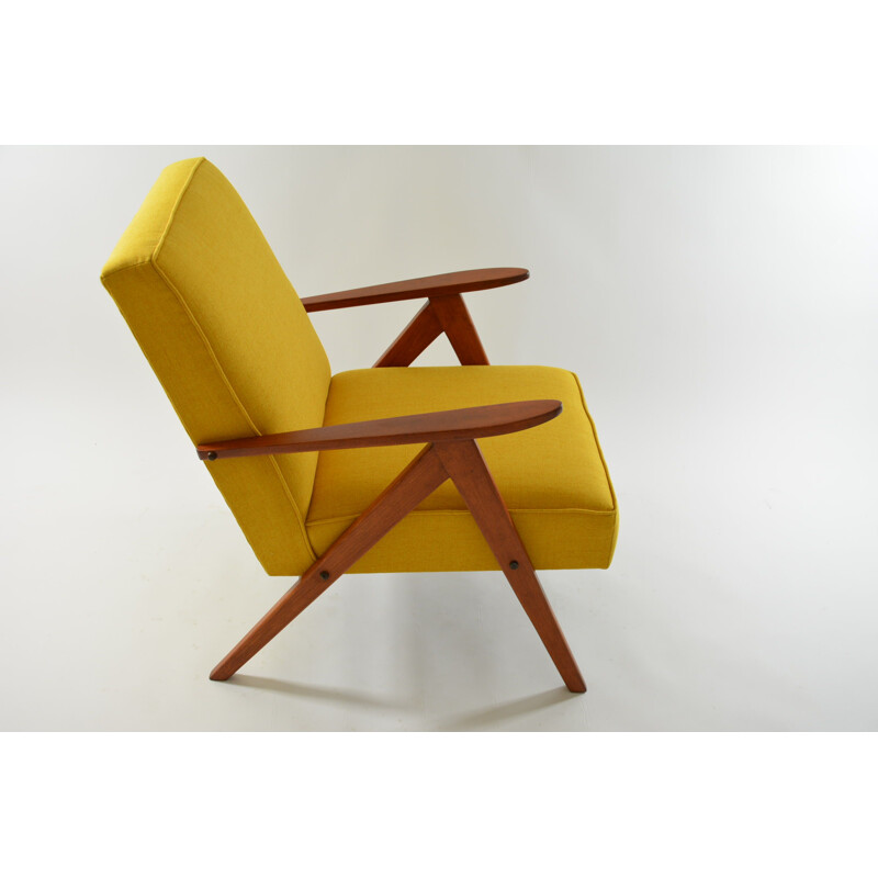 Vintage armchair model Kompas, yellow, 1970s