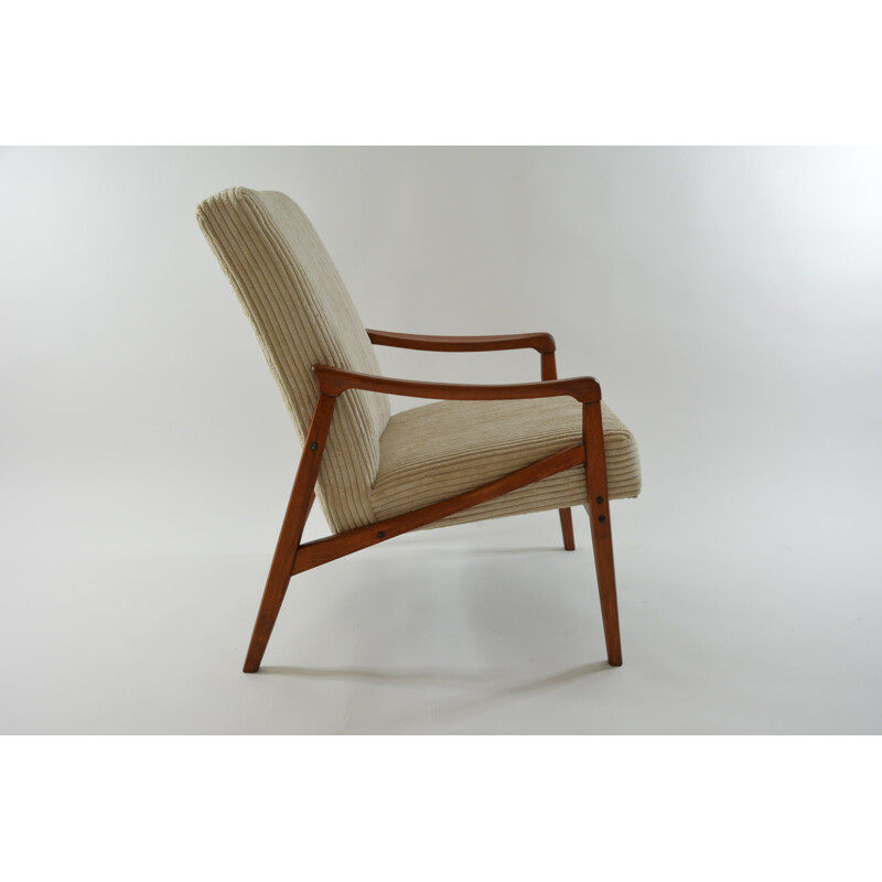 Vintage Pen armchair in beige velvet, 1960s