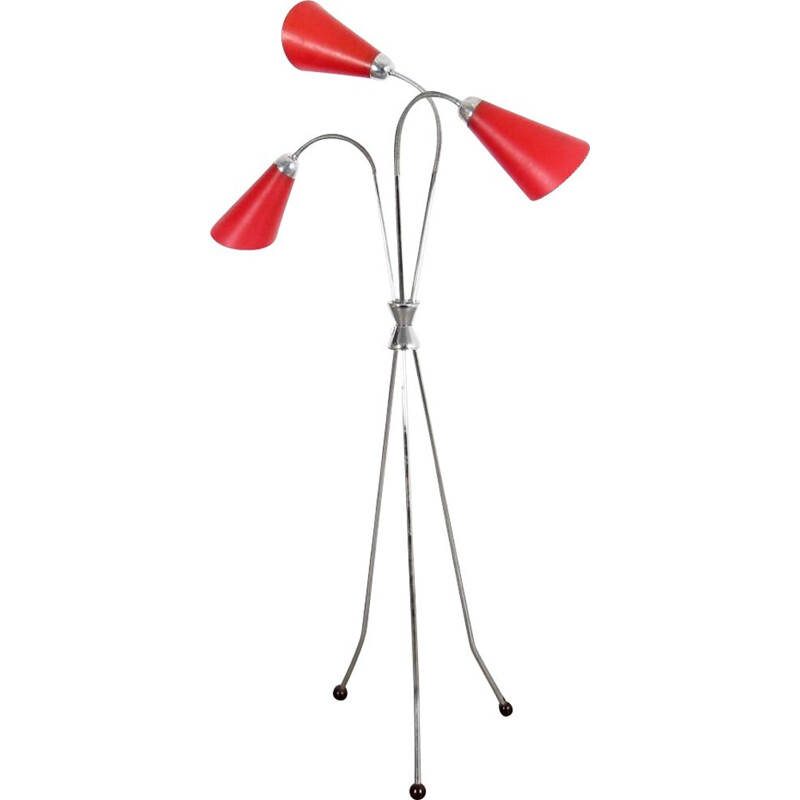 Red vintage floor lamp, 1960s