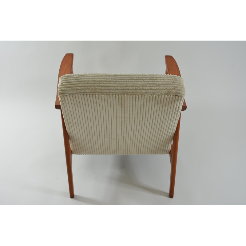 Vintage chair Czechoslovakia beige velvet, 1970s