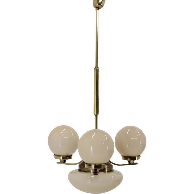 Vintage brass chandelier, Czechoslovakia 1930