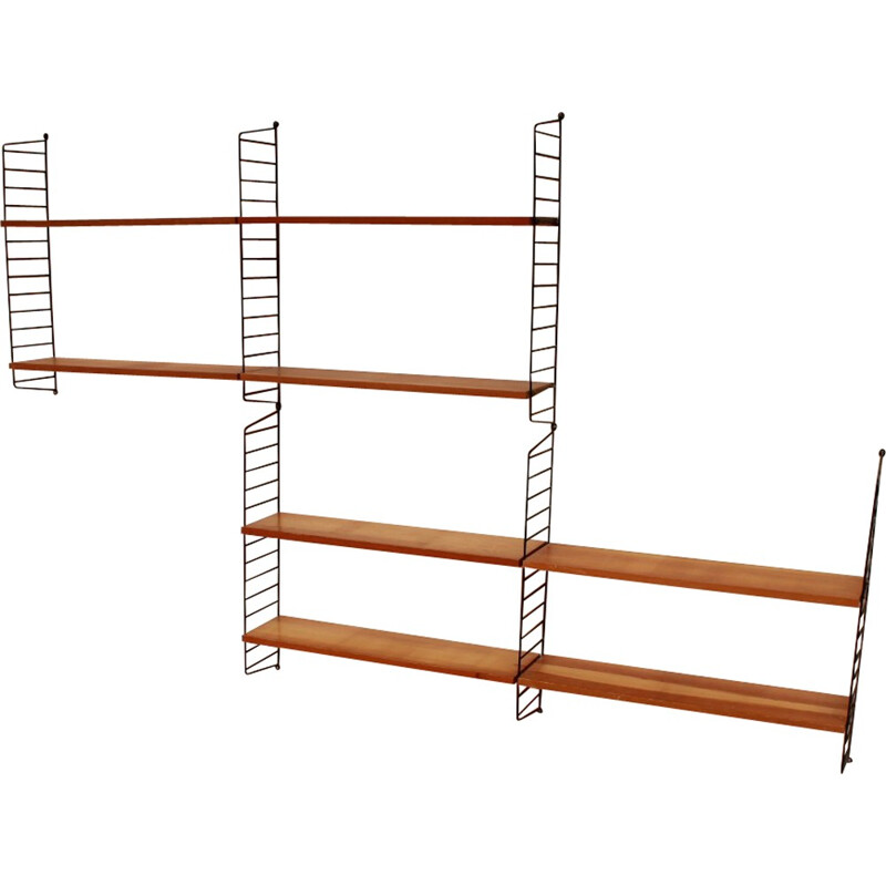 Metal and wooden String wall unit, Nisse STRINNING - 1960s