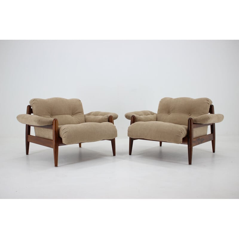 Vintage pair of 2 lounge chairs in rosewood, 1960