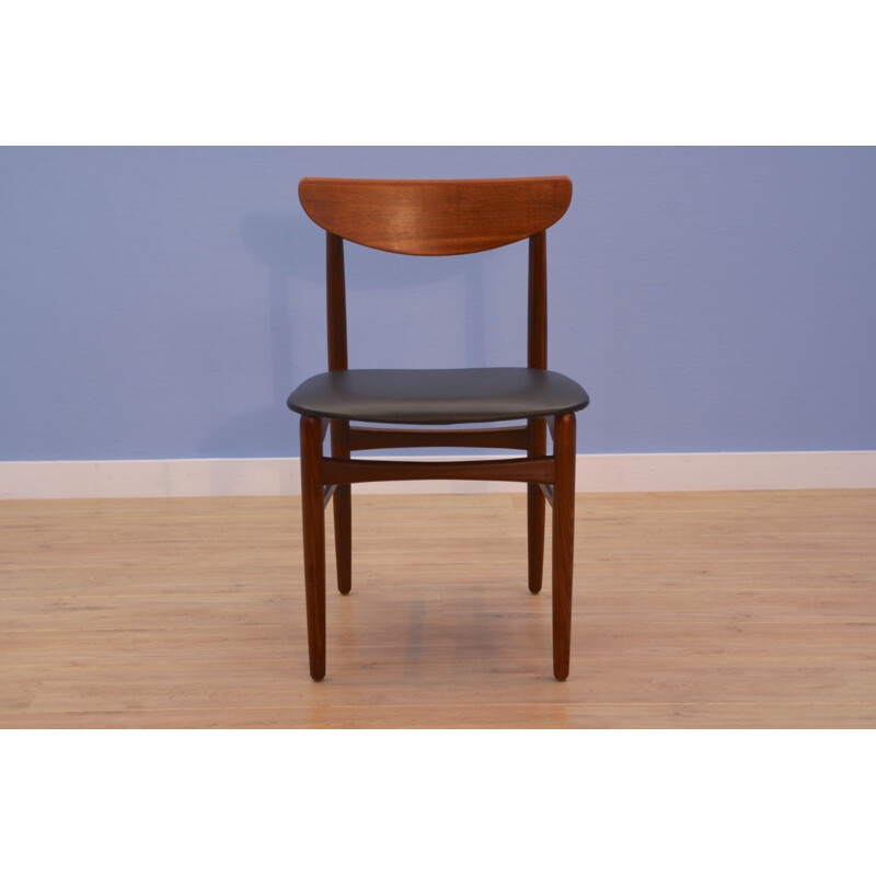 Vintage Danish dining chair in teak in black leatherette, 1960s