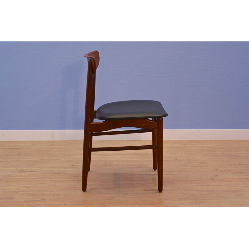 Vintage Danish dining chair in teak in black leatherette, 1960s