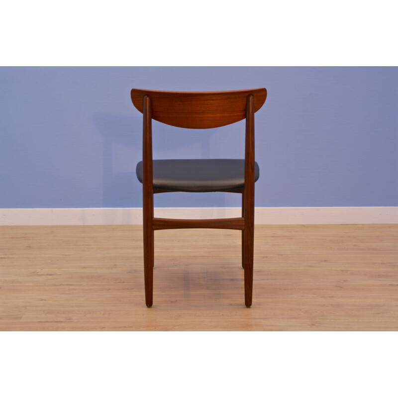 Vintage Danish dining chair in teak in black leatherette, 1960s