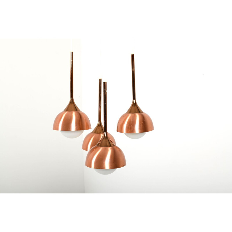 Vintage hanging lamp in copper and glass, 1970