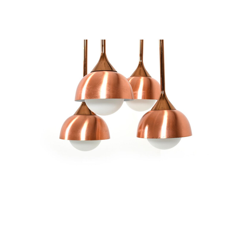 Vintage hanging lamp in copper and glass, 1970
