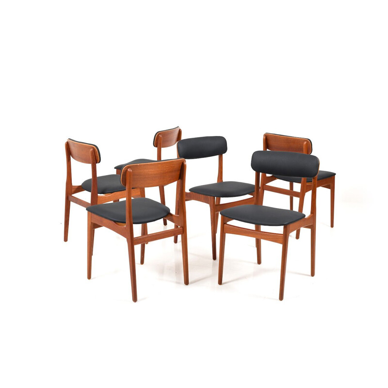 Set of 6 vintage Danish teak dining chairs, 1950