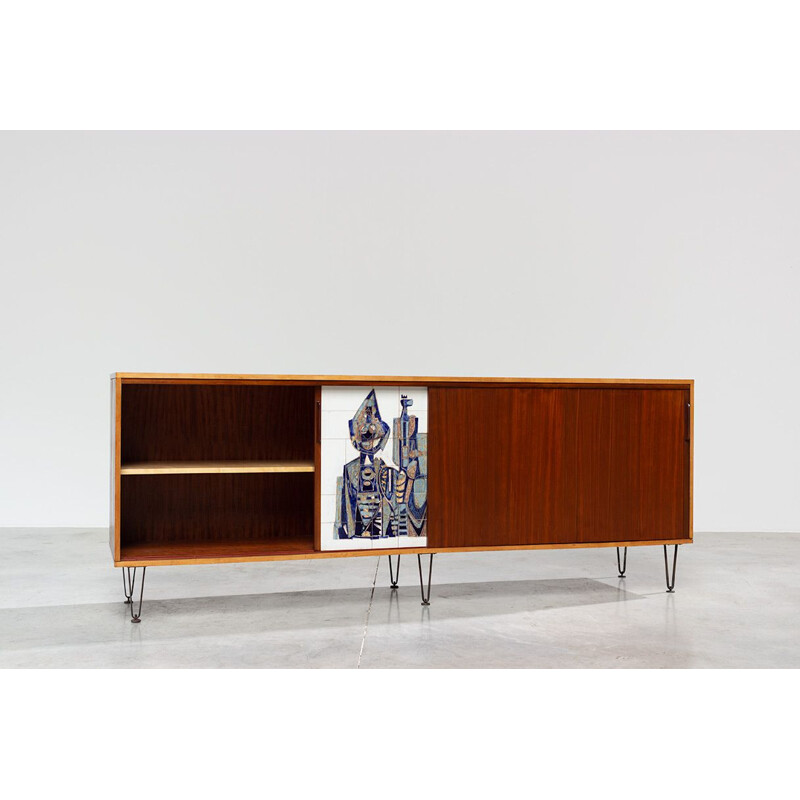 Vintage Sideboard 308 by Alfred Hendrickx with Willy Meysmans Ceramic, 1950s