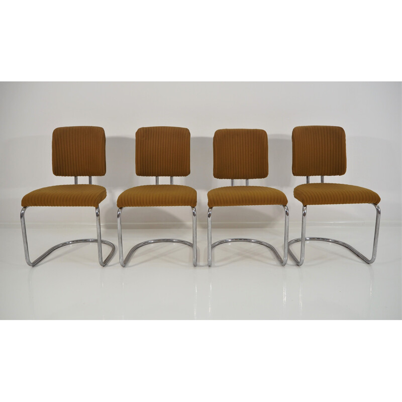 Set of 4 vintage art deco Chrome dining chairs from Hynek Gottwald, 1930