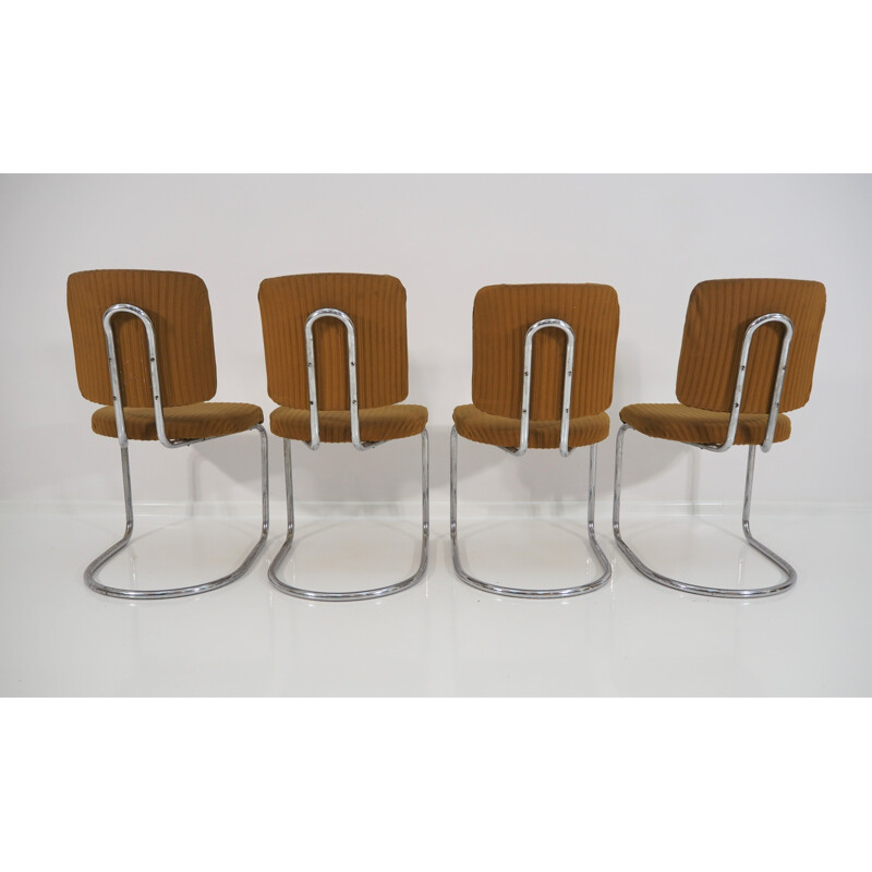 Set of 4 vintage art deco Chrome dining chairs from Hynek Gottwald, 1930