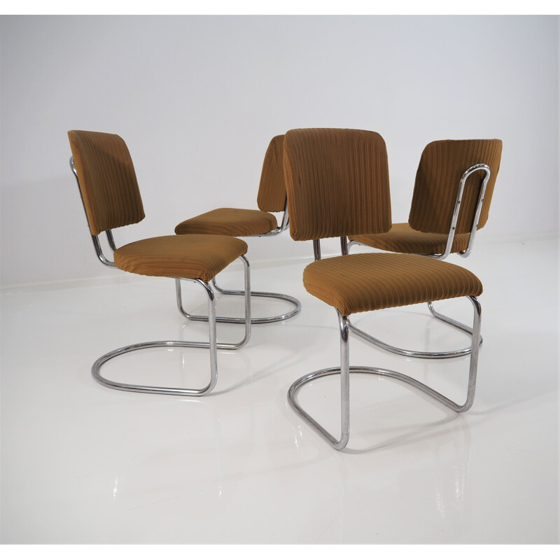 Set of 4 vintage art deco Chrome dining chairs from Hynek Gottwald, 1930