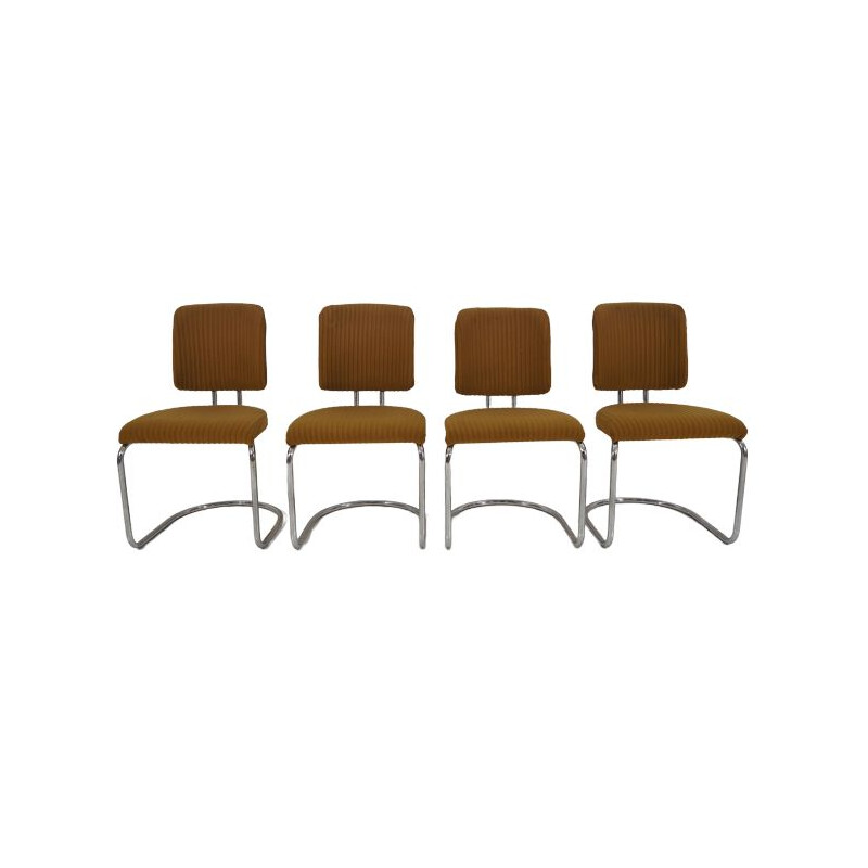 Ensemble de 4 chaises à manger vintage art déco Chrome de Hynek Gottwald, 1930