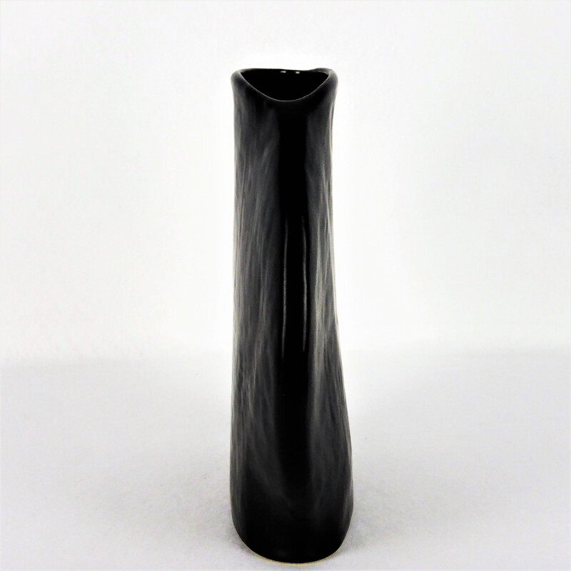 Vintage black ceramic vase, Vienna 1960