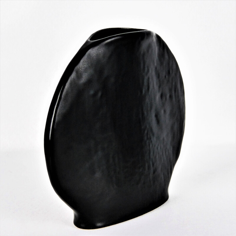 Vintage black ceramic vase, Vienna 1960