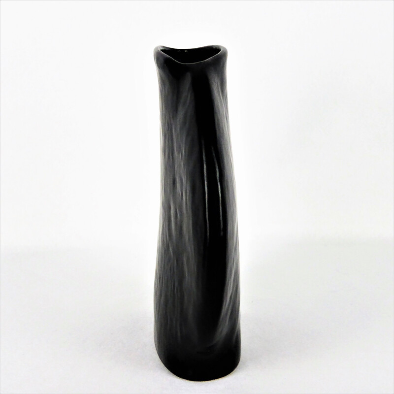 Vintage black ceramic vase, Vienna 1960