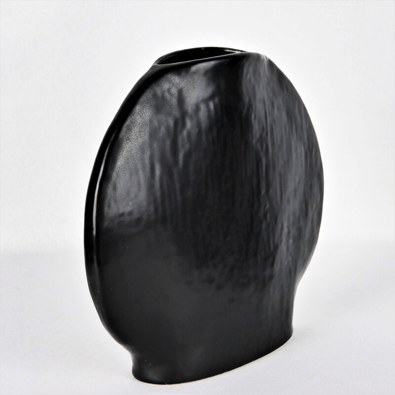 Vintage black ceramic vase, Vienna 1960