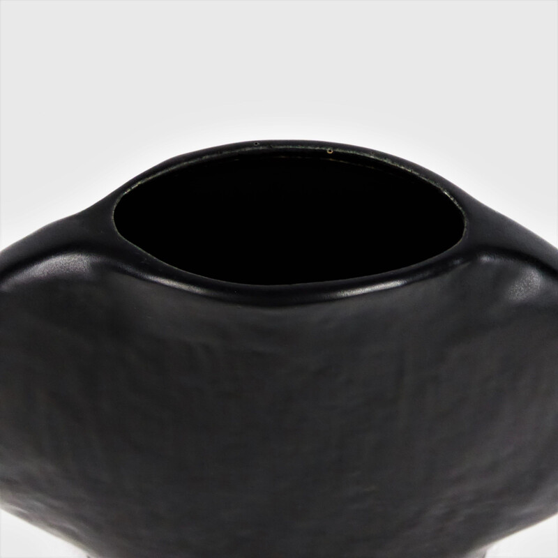 Vase noir vintage en céramique, Vienne 1960