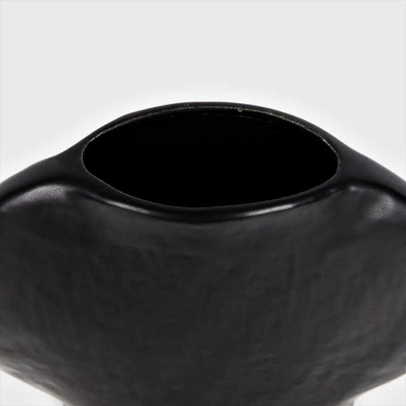 Vintage black ceramic vase, Vienna 1960