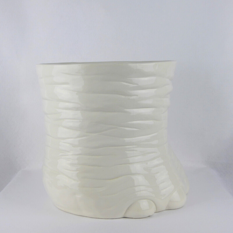Vintage white pot cover by Chaumette, Italy 1980