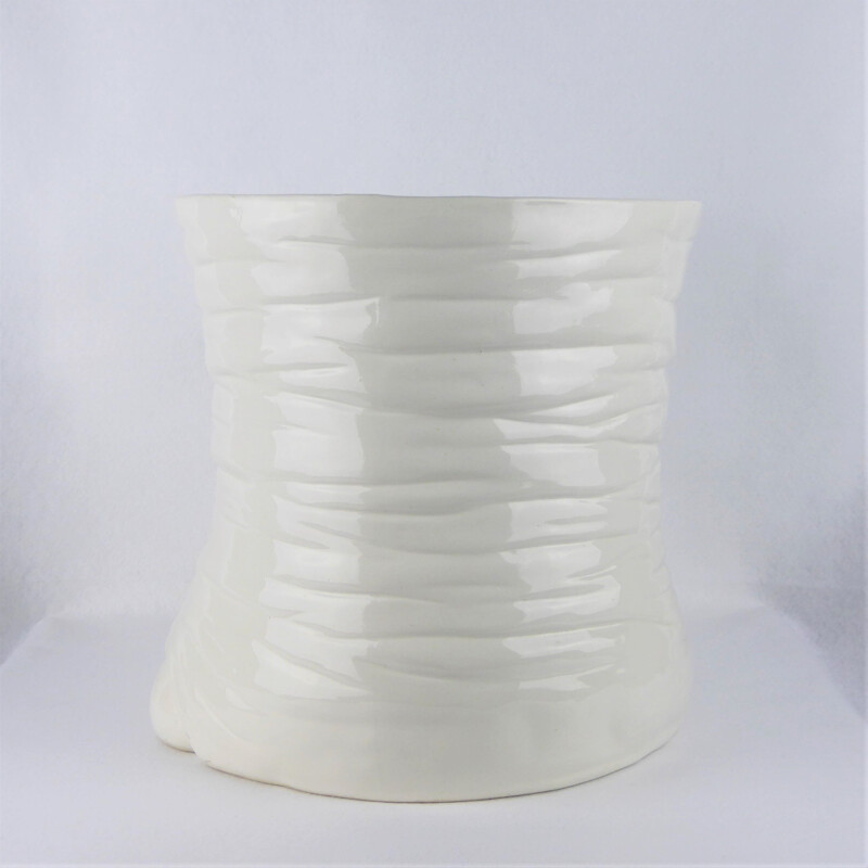 Vintage white pot cover by Chaumette, Italy 1980