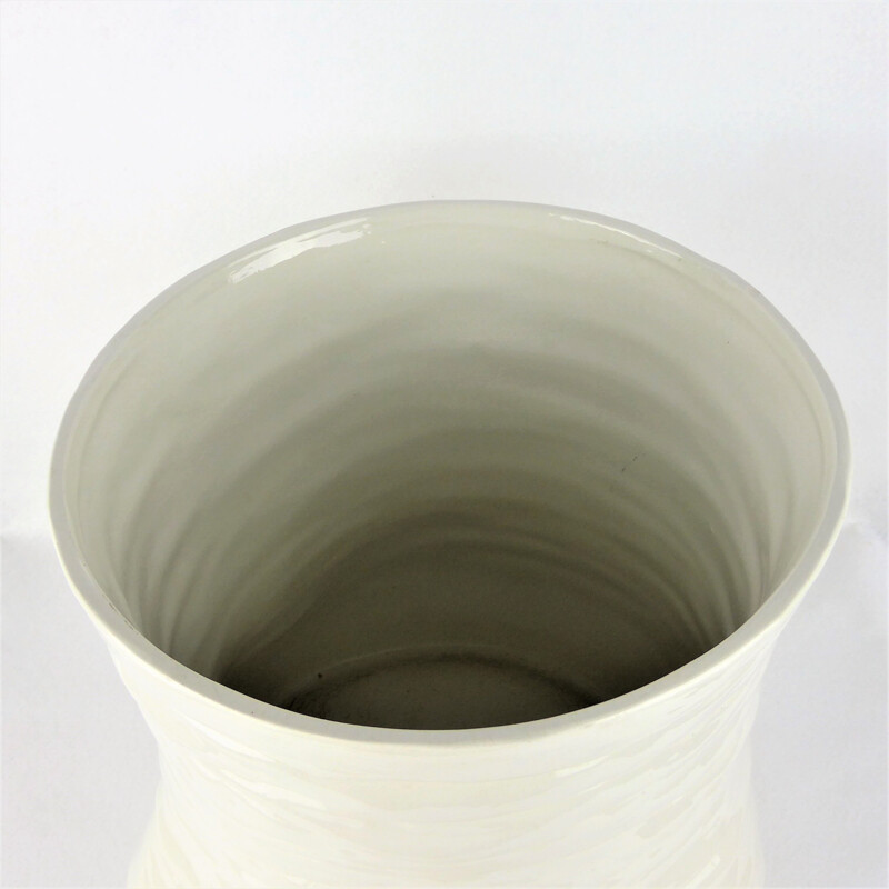 Vintage white pot cover by Chaumette, Italy 1980