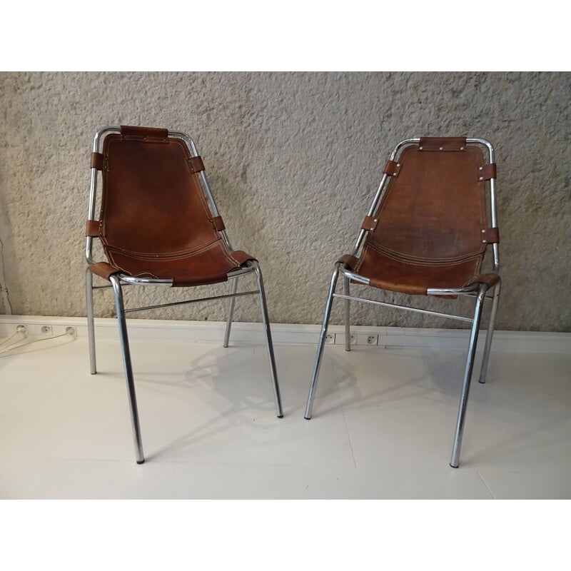 Pair of vintage chairs "Les Arcs" for Charlotte Perriand 1960