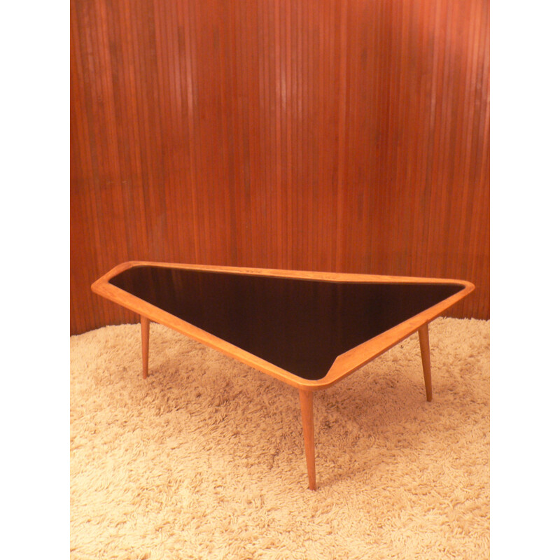 Vintage coffee table in wood and melamine, Charles RAMOS - 1950s