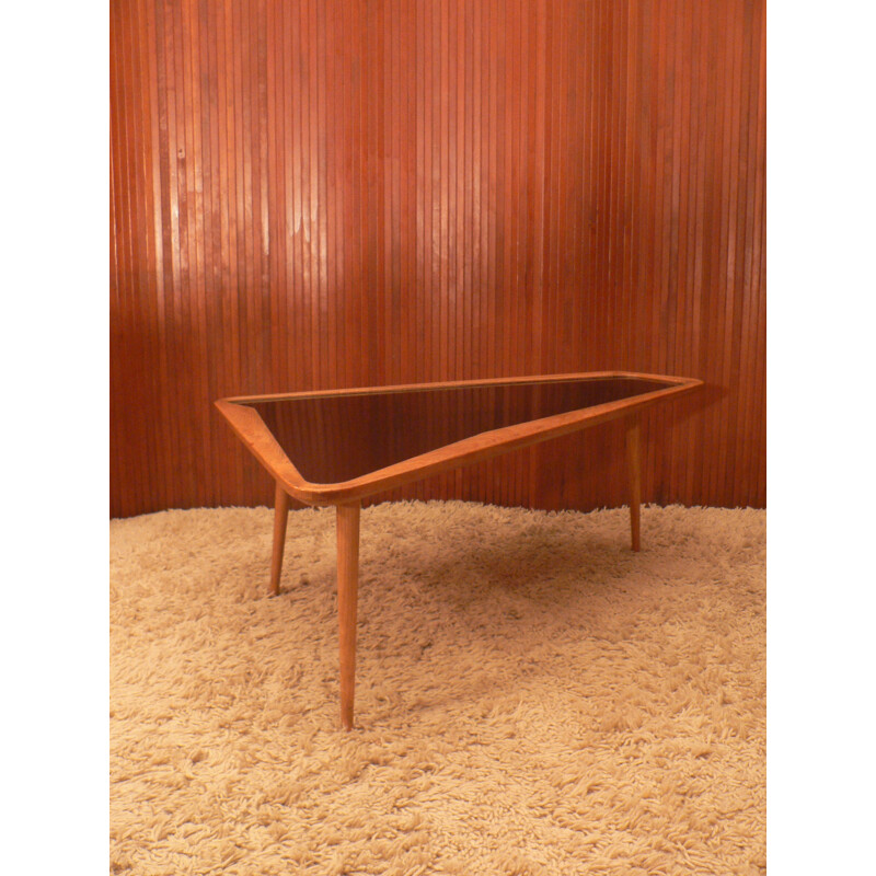 Vintage coffee table in wood and melamine, Charles RAMOS - 1950s