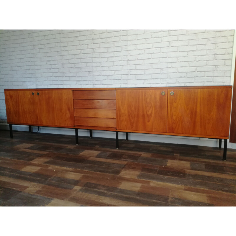 Vintage teak sideboard with glass top, 1960