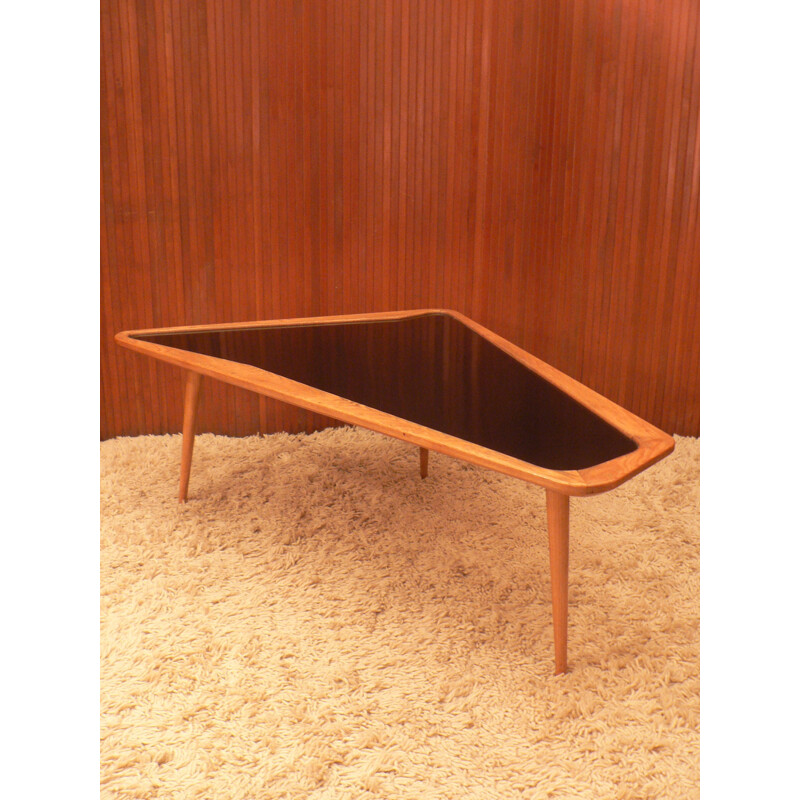 Vintage coffee table in wood and melamine, Charles RAMOS - 1950s