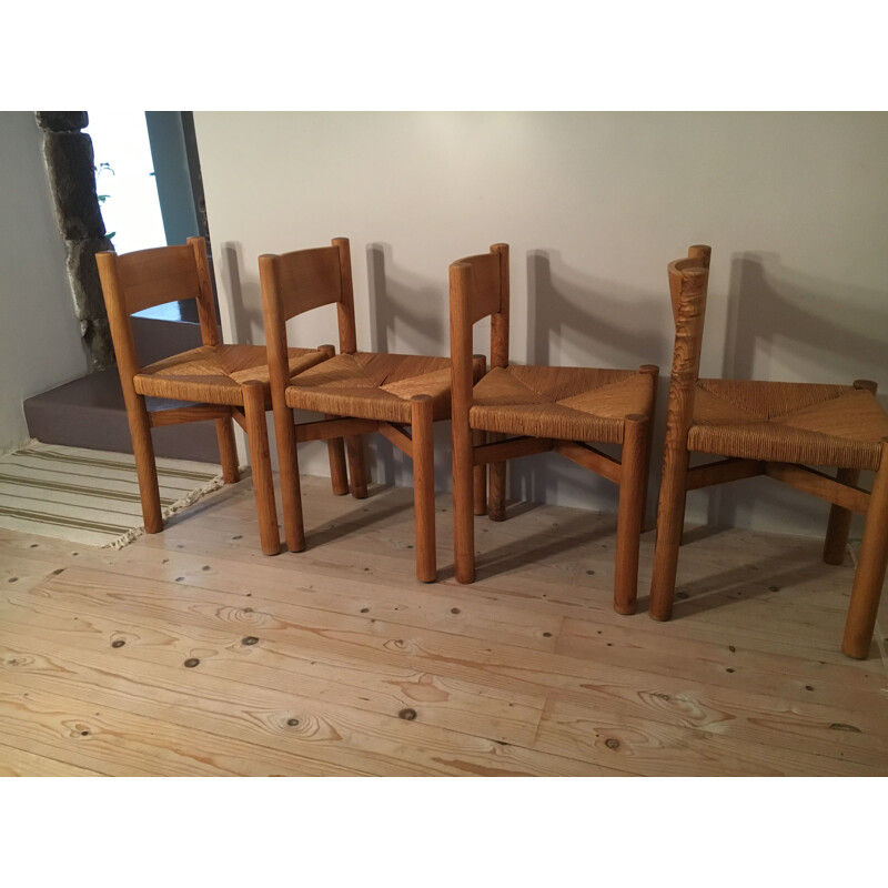 Set of 4 vintage chairs by Charlotte Perriand, 1960s