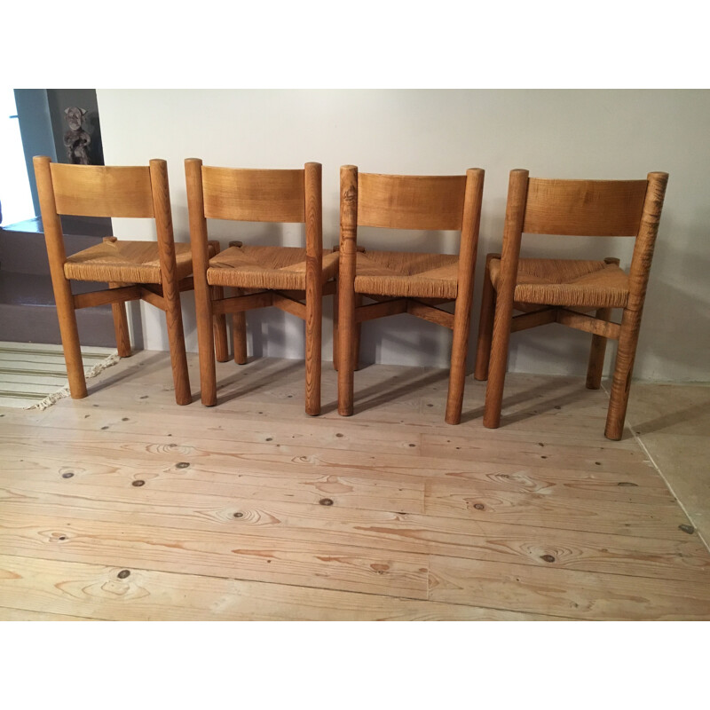 Set of 4 vintage chairs by Charlotte Perriand, 1960s