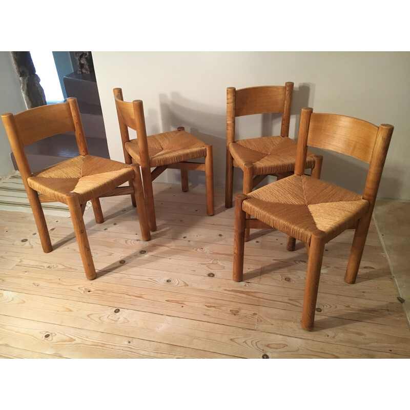 Set of 4 vintage chairs by Charlotte Perriand, 1960s